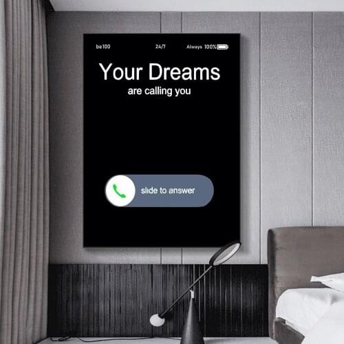 Modern cellphone Screen Inspirational Painting on the Wall Art Posters and Prints Canvas Your Dreams are Calling you Home Decor