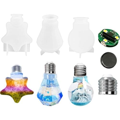 Light Bulb Epoxy Resin Molds Diamond and Star Shape LED Bulb Silicone Mould DIY Crafts Home Decorations Casting Tools