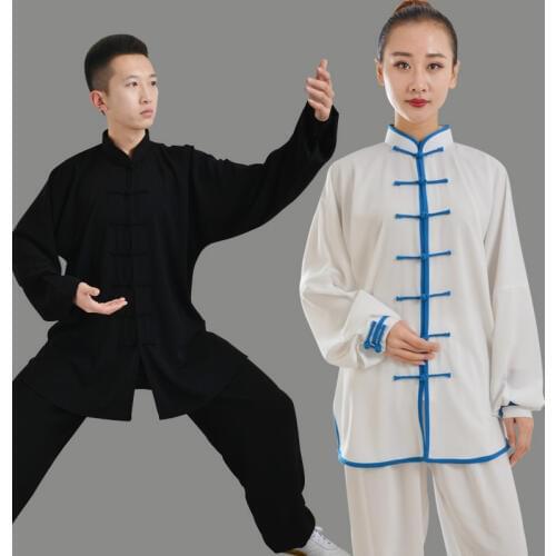 Men Kung Fu Uniform Long Sleeve Women Tai Chi Uniforms Martial Arts Suit Wushu Wing Chun Clothing Stage Exercise Outfit Clothes
