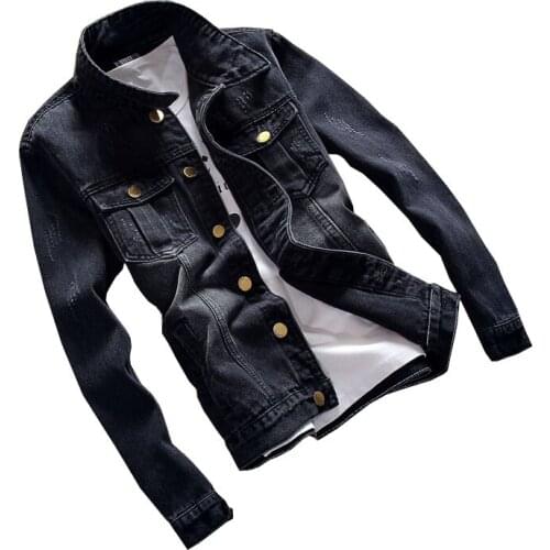 Spring and autumn mens denim jacket fashion jacket mens lapel thin denim jacket mens denim jacket clothing
