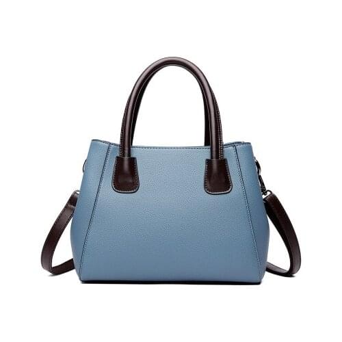 Lady elegant daily commuting office top-handle handbag for women pu leather stylish black blue red brown shoulder bag