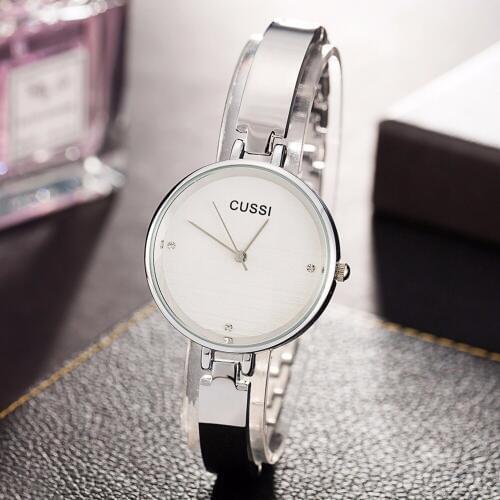 CUSSI 2019 Luxury Silver Womens Watches Ladies Bracelet Watches Fashion Casual Dress Quartz Wristwatch reloj mujer Clock Gifts