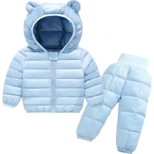 2021 Winter Children Clothing Sets Baby Boy Warm Hooded Down Jackets Pants Clothing Sets Baby Girls Boys Snowsuit Coats Ski Suit