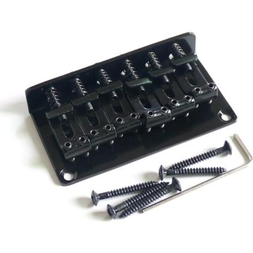Guitar parts Fixed guitar bridge black color with 6 Vintage steel saddles electric guitar bridge