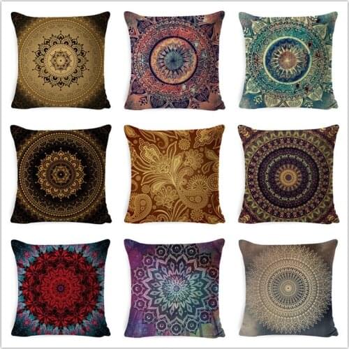 1 Pcs Mandala Cushion Cover Datura Bohemian Throw Pillow Stramonium Geometric Cushion Home Decorative linen pillow cover