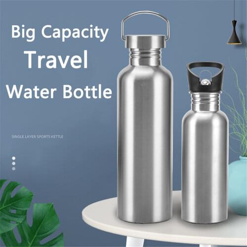 1L Stainless Steel Water Bottles Travel Cool Hot Water Kettle Bottle With Portable Handle Travel Sport Big Capacity Kettle
