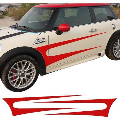 2 pcs Side Stripes Auto Car Door Skirt Decal Decor For Mini Cooper F55 F56 R60 R61 R50 R52 R53 R56 R57 R58 R59 Sport Car Styling