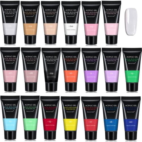 20color/lot 15ml Nail Acrylic Hard Builder Gel Pink Clear Crystal UV LED Builder Gel Tip Enhancement Quick Extension Gel Varnish