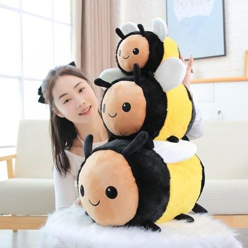 20/30/40cm Plush Fuzzy Bumble Bee Toys Stuffed Animals Plush Dolls Honey Bee Ladybird Toys Soft Pillow for Girls Kids Gift