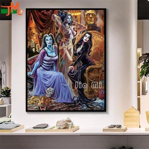 5D Square Diamond Embroidery Hot Skeleton Art Mosaic Handmade Diy Diamond Painting Skull Flower Vampire Cross Stitch Rhinestone