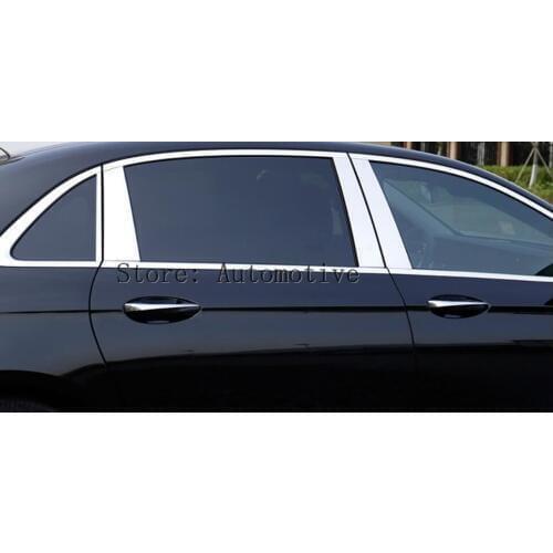 8pcs/set Polished Aluminum Window Pillar Post Trim Kit Cover Trim For Mercedes Benz W213 E Class 4 Door Sedan AMG 2016 2017
