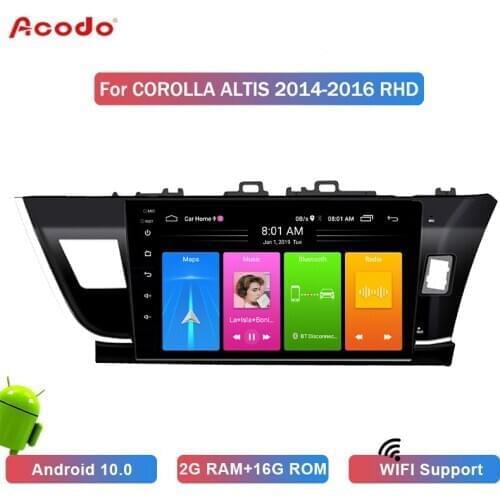 ACODO 2+16G Android 10.0 Car Radio Multimedia Player For Toyota Corolla Right Rudder 2014-2016 Navigation GPS 2 din