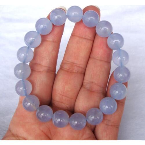 Free Shipping Natural Blue Chalcedony Round 11mm Beads Bracelet Women Jewelry Accessories Weddings Parties Birthday Gift
