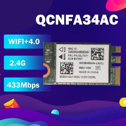 Wireless Adapter Card for Lenovo B70-80 YOGA 13 14 NGFF Wireless Card Atheros QCNFA34AC BT4.0 FRU 00JT470 00JT471
