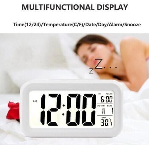 Large Display Alarm Clock With Calendar For Home Office Table LED Clock Snooze Electronic Kids Clock LED Desktop Digital Clocks