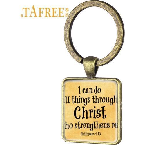 TAFREE Bible Philippians 4:13 ' I can do all things through Christ' Bible Verse Pendant Keychain Christian Jewelry Gift BV05