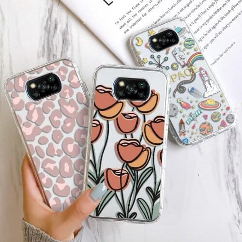 Poco X3 Pro Case for Xiaomi Poco F3 X3 NFC M3 Pro C3 M2 X2 Cases Silicon Shockproof Shell Leopard Flower Back Cover Coque Etui