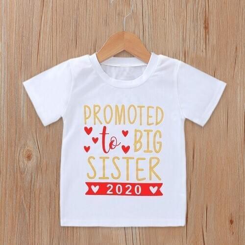 Kids Tshirt Summer Fashion Children Tshirt Short Sleeves Loose T Shirt Tops Promoted to Big Sister 2020 Letter Print Kids Cloth
