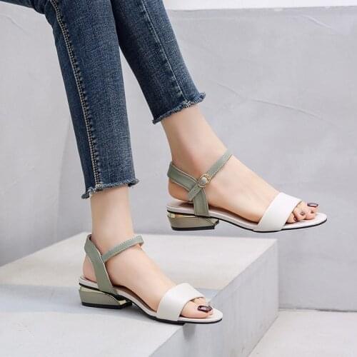 Elegant and Concise Womens Sandals with Buckle Narrow Strap Open Toe 2.5 Cm Low Heel Women Sandles Women Shoes