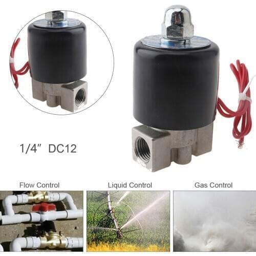 1/4'' Solenoid Valves 12V 110/220V Water Valve Normally Closed Type Electric Solenoid Valve Stainless Steel for Water Oil Gas