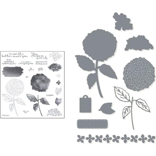 Hydrangea Flowers Silicone Seal Carbon Steel Cutting Dies DIY Scrapbooking Photo