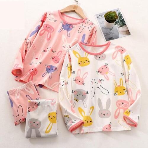 Girls Long Johns Set Autumn Long Sleeve Kids Pajamas Winter Cartoon Warm Toddler Girls Sleepwear 3-13Y Childrens Underwear Set