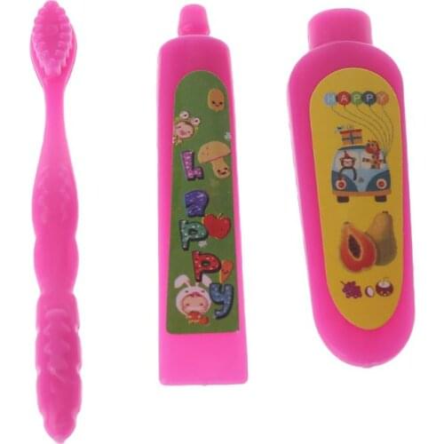 1 Set Doll Toothbrush Miniatures Toothpaste Tube Cup Bathroom Decoration Accessories Dolls Children Kids Gifts Toy Mini Kit