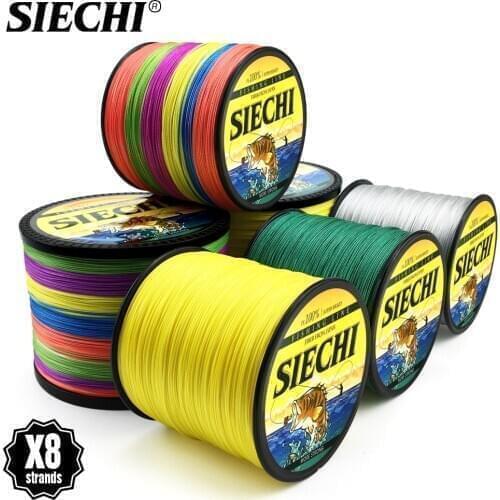SIECHI 8 Strand Weaves PE Braided Line 300M 500M Japan Material Strong PE Line Multifilament Fishing Line 20-88LB