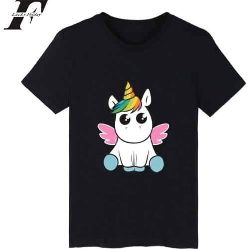 LUCKYFRIDAYF 2017 Unicorn Summer Anime Cotton T-shirt Women Short Sleeve Print Funny Pattern Tee Shirt Homme Men/Women