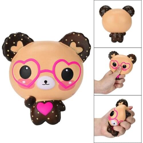Kawaii Cute Glasses Bear Squeeze Toys Squishy Jumbo Slow Rising Stress Reliever Antistress Toys For Kid Baby