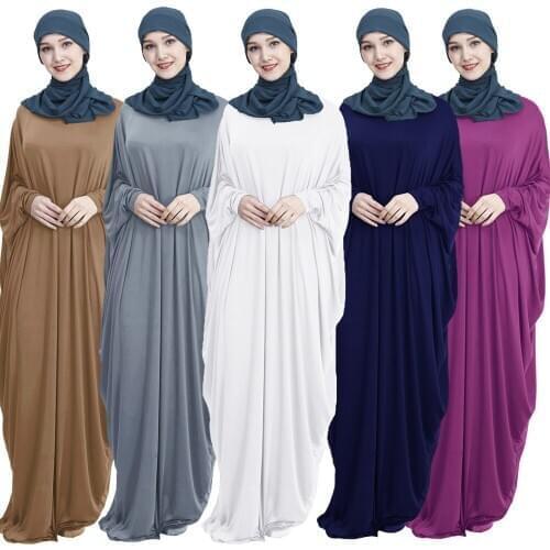 Fashion Women Prayer Long Dress Abaya Muslim Ramadan Maxi Kaftan Robe Islamic Loose Dubai Bat Sleeve Caftan Worship Clothing