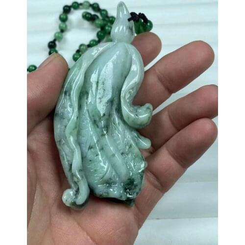 Natural 7A Myanmar jade Handcarved jade Chinese cabbage green jade pendant jade necklace men pendants jewelry jade necklaces