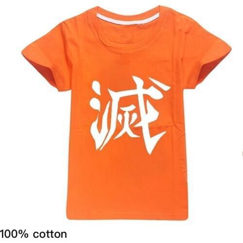 New Kids Harajuku Shirt Cotton Anime Demon Slayer T-Shirt Kimetsu No Yaiba Birthday Tshirt Fine Blade Keychain Girls Tops