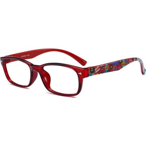 Finished Women Men Short Sight Eyewear Print Pattern Blue Red Yellow Frame Myopia Glasses -1.0 -1.5 -2.0 -2.5 -3.0 -3.5 -4.0