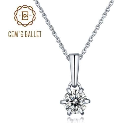 GEMS BALLET Moissanite Jewelry 925 Sterling Silver heartbeat Pendant Necklace with 1.0Ct D Color Twinkle Moissanite Diamond