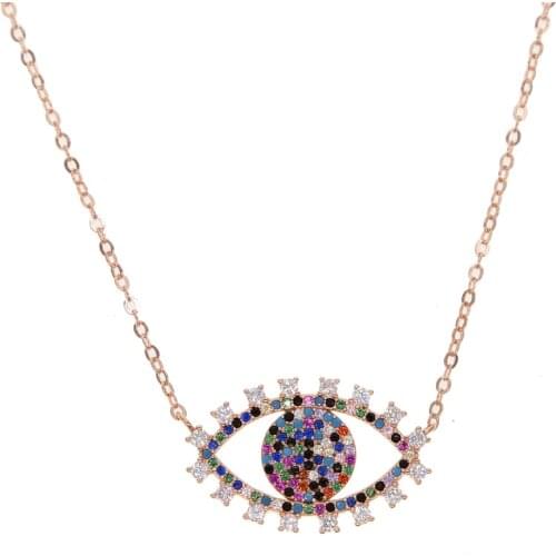 HIGH Quality gold rose gold color turkish bohemia evil eye 16+2" chic gorgeous women new necklace