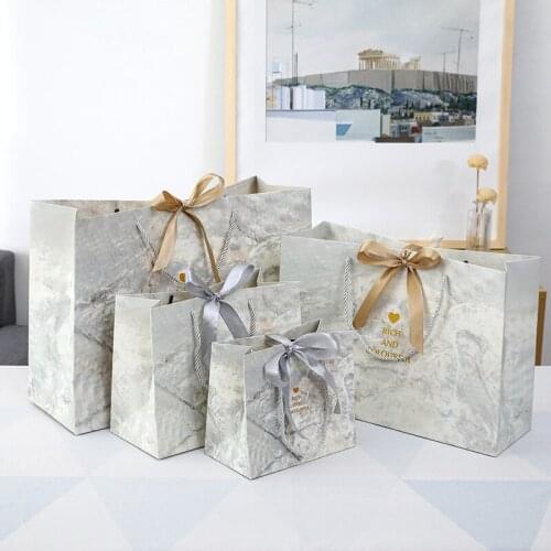 10PCS INS Wind Gift Bag Marble Packaging Bag Fashion Gift Bag Wedding Joy Sugar Bag Clothing Store Paper Bag Tote Bag Hand Ba