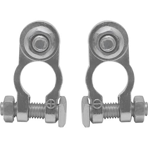2Pcs Positive & Negative Cargo Type Zinc Coat Battery Terminals Clamp Connectors