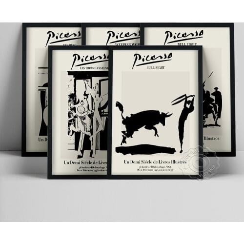 Pablo Picasso Exhibition Poster, Picasso Abstract Patten Art Prints, Black White The Weeping Woman Wall Picture, Hall Home Decor