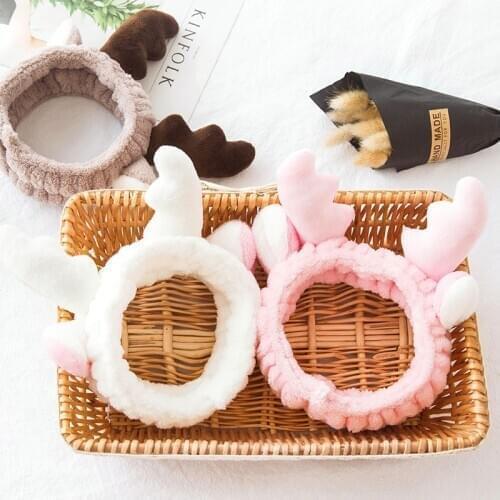 New Cute 4 Colors Elk Washing Hair Bands for Girl Women Cosmetic Mask Bathroom Accessories Width Headband Hair Styling Tool