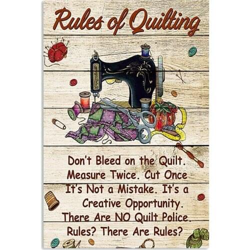 Rules of Quilting Vertical Art Print Indoor Home Decoration Gift Poster Metal Sign 8x12 inch