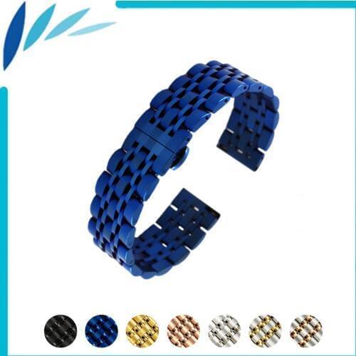 Stainless Steel Watch Band 20mm 22mm for Longines L2 L3 L4 Master Flagship Conquest Strap Quick Release Loop Belt Bracelet Black