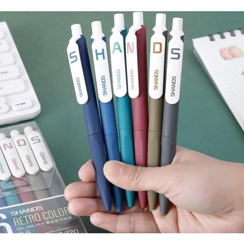 Retro Gel Pens 0.5MM Color ink Quick Dry Neutral Gel ink Pens 6pcs Set Pens Write Smoothly Hand Account Pen School Office Pen