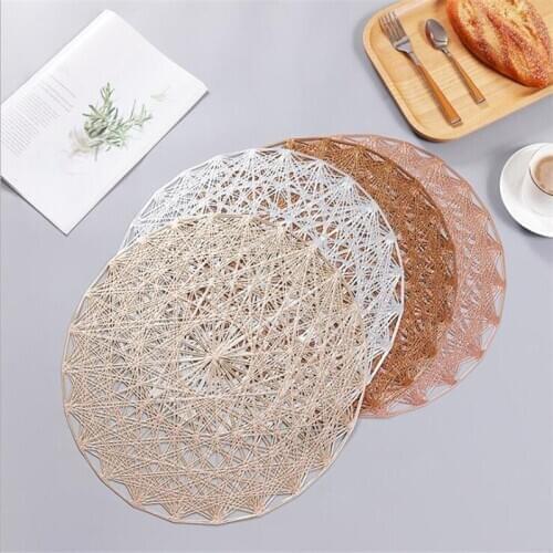 PVC Placemats Round Hollow Waterproof Non Slip Table Mats Heat-insulated Pad Coaster Home Decoration Dinner Placemat