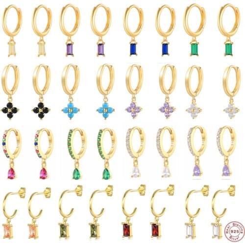 Hoop Earrings 925 Sterling Silver Bling Colorful Zircon Circle Earring For Lovers' Valentines Day Gifts Piercing Pendientes