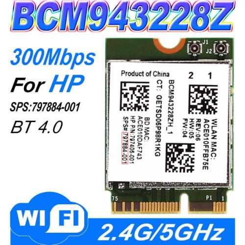 Broadcom BCM943228Z Network Adapter PCI Express mini Card (M.2) 802.11 B/A/G/N WIFI CARD 300Mbps 2.4GHz/5GHz BCM943228 BCM43228
