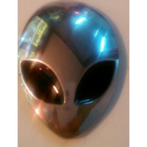 Cute Chrome Metal 3D Alien Head Motorcycle Sticker Badge Car Decals