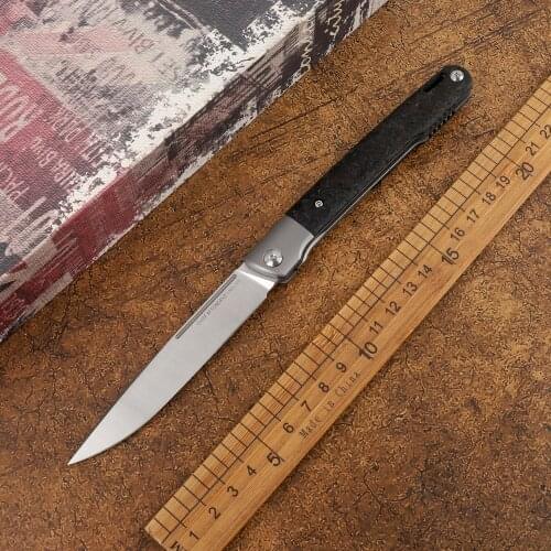 M390 blade titanium carbon fiber handle kitchen fruit folding knife high hardness sharp camping hunting self-defense EDC tool