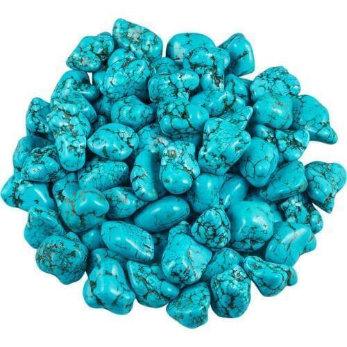 TUMBEELLUWA 0.5lb (230g) Green Howlite Turquoise Crushed Stones for Cabbing,Tumbling,Cutting,Wire Wrapping,Reiki Crystal Healing