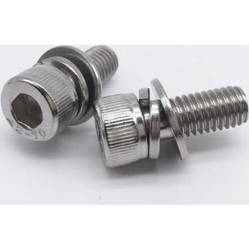 50Pcs M3 M4 M5 M6 M8 SEMS Screws Hex Socket Head Cap Screws Three Combination Screws Stainless Steel 304